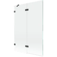 Parawany nawannowe - Mexen Lunar parawan nawannowy 2-skrzydłowy lewy 120 x 150 cm, transparent, gun gray szczotkowany - 897-120-100-66-00-L - miniaturka - grafika 1