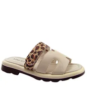 Klapki i japonki damskie - VINCEZA 66769 damskie klapki skórzane płaskie na rzep beżowe - miniaturka - grafika 1