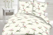 Pościel - Pościel Z Kory 100% Bawełna 160X200 Wzór Krem Kwiaty - miniaturka - grafika 1