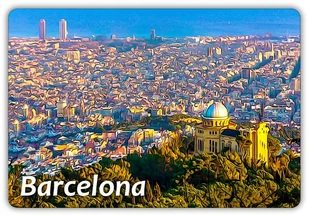 BARCELONA - Hiszpania - Panorama - Widok - Magnes na lodówkę - Magnesy - miniaturka - grafika 1