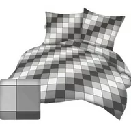 Pościel - Karo Pościel z kory 160x200 kostka kratka geometria szara grafitowa 3D-1112A - miniaturka - grafika 1