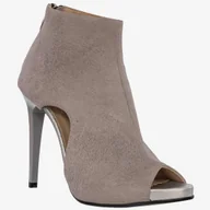 Botki damskie - Botki Na Szpilce Damskie Buty Skórzane Szare Darex P-31/3 37 Popiel - miniaturka - grafika 1