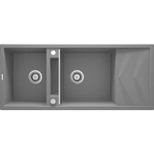 Deante Magnetic Zlewozmywak granitowy dwukomorowy 116x50 cm szary metalik ZRMS213 - Zlewozmywaki - miniaturka - grafika 1