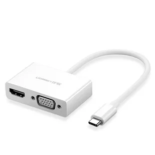 UGREEN przejściówka adapter konwerter wideo USB Typ C - HDMI / VGA biały (MM123) MM123 - Kable - miniaturka - grafika 1