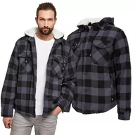 Odzież taktyczna i umundurowanie - Kurtka Brandit Lumber Jacket Hooded Black/Grey Gingham - miniaturka - grafika 1