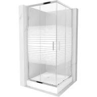 Kabiny prysznicowe - Mexen Rio kabina prysznicowa kwadratowa 90x90 cm, pasy, chrom + brodzik Rio, biały - miniaturka - grafika 1