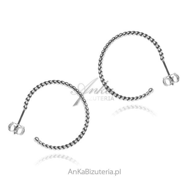 ankabizuteria.pl Kolczyki srebrne kółka z diamentowanymi kulkami -