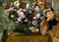 Plakaty - Galeria Plakatu, Plakat, A Woman Seated Beside A Vase Of Flowers, Edgar Degas, 60x40 cm - miniaturka - grafika 1