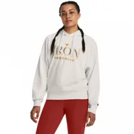 Bluzy damskie - Damska bluza dresowa nierozpinana z kapturem Under Armour Project Rock Everyday Terry Hoody - biała - miniaturka - grafika 1