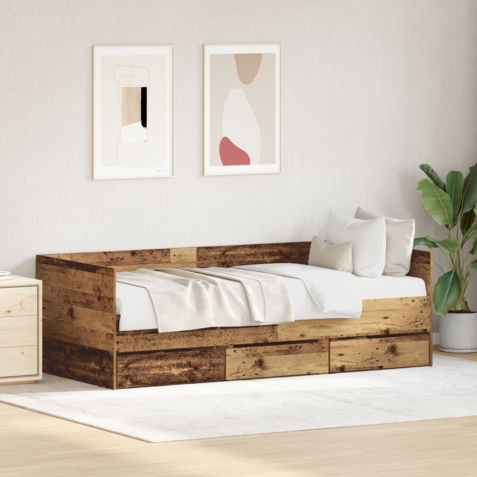 vidaXL Rustykalny tapczan Stare drewno Drewno inżynieryjne 90 x 200 cm