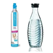 Akcesoria i części AGD - SodaStream zestaw uzupełniający (1 x nabój z CO2 na 60 l napoju i 1 x karafka szklana o pojemności 0,6 l) 1100065490 - miniaturka - grafika 1