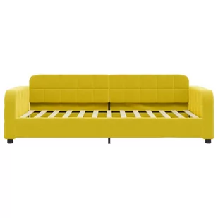 Sofa z funkcją spania, żółta, 100x200 cm, obita aksamitem Lumarko! - Łóżka - miniaturka - grafika 4