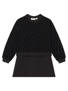 Calvin Klein Jeans Sukienka codzienna Logo Aop IG0IG03007 Czarny Regular Fit - Sukienki i spódniczki dla dziewczynek - miniaturka - grafika 1