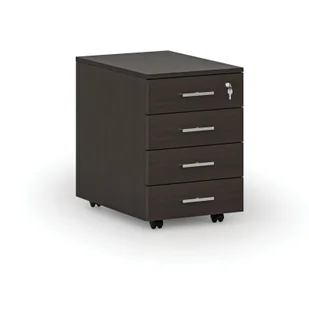Kontenerek biurowy mobilny PRIMO WOOD, 4 szuflady, wenge - Szafki biurowe - miniaturka - grafika 1