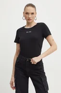 Koszulki sportowe damskie - Guess t-shirt bawełniany TWEED damski kolor czarny W4YI27 I3Z14 - miniaturka - grafika 1
