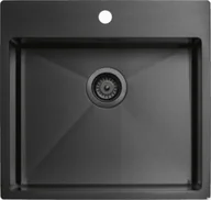 Zlewozmywaki - Zlewozmywak kuchenny Diskho 5540 Stalowy Czarny Mat PVD - miniaturka - grafika 1