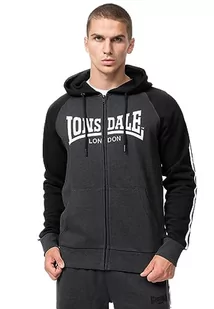 Lonsdale Męska bluza z kapturem z zamkiem błyskawicznym, normalny krój, GLENTRUAN, Marl Anthra/Black/White, XXL, 117473 - Bluzy męskie - miniaturka - grafika 1