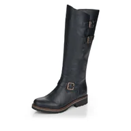 Kozaki damskie - Remonte Damskie kozaki R6590 do kolan, czarny 01, 39 EU - miniaturka - grafika 1