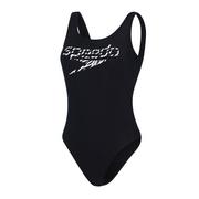 Stroje kąpielowe dla dziewczynek - Strój kąpielowy jednoczęściowy damski Speedo Logo Deep U-Back czarny 68-12369 32 - miniaturka - grafika 1