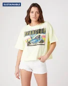 Koszulki i topy damskie - DAMSKI T-SHIRT WRANGLER BOXY TEE WAX YELLOW W7S2-GF-X9B 112132116 - Wrangler - miniaturka - grafika 1