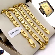 Łańcuszki - Łańcuszek Złoty Męski Splot Gucci 50Cm/7,5Mm Szeroki Gruby Pr. 925 + Grawer - miniaturka - grafika 1