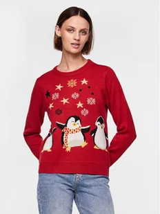 Pieces Sweter 17121018 Czerwony Regular Fit - Swetry damskie - miniaturka - grafika 1