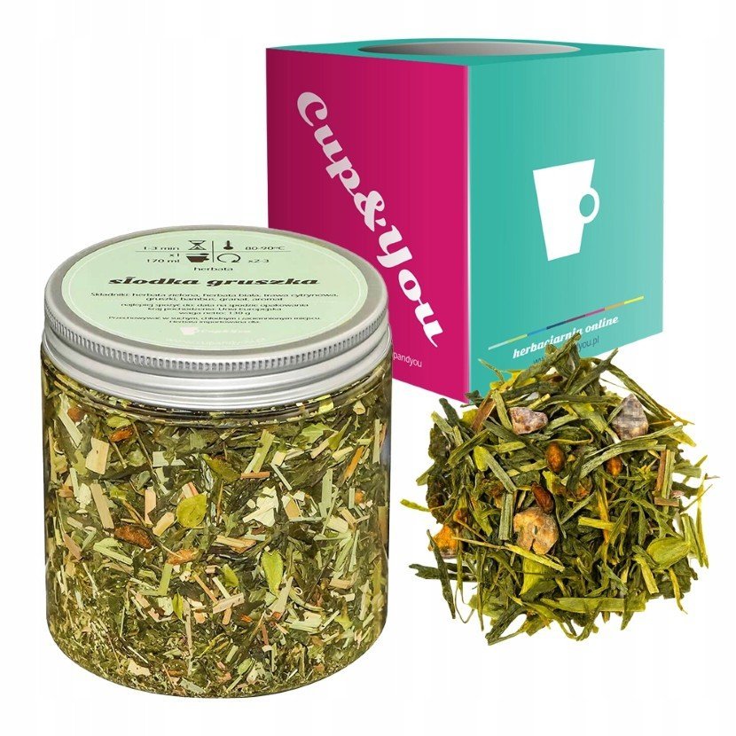 Zielona herbata SŁODKA GRUSZKA jabłka trawa cytrynowa gruszki 130g - sypana liściasta herbata PREMIUM na prezent upominek podarunek Cup&You