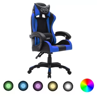 Lumarko Fotel dla gracza z RGB LED, niebiesko-czarny, sztuczna skóra - Fotele gamingowe - miniaturka - grafika 1