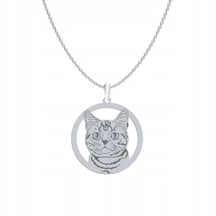Naszyjnik Srebrny z kotem American Shorthair 925 Łańcuszek Biżuteria GRAWER - Łańcuszki - miniaturka - grafika 1