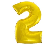 Balony i akcesoria - GoDan Balon foliowy cyfra 2, 34", złota FG-C85Z2 - miniaturka - grafika 1