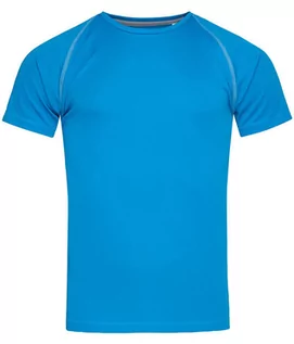 Koszulki męskie - Koszulka T-shirt, Niebieska, Sportowa, ACTIVE-DRY Poliester, Raglanowe Rękawy - Stedman - grafika 1