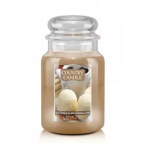Świece - Country Candle Duża świeca zapachowa z dwoma knotami Coconut Marshmallow 680 g - grafika 1