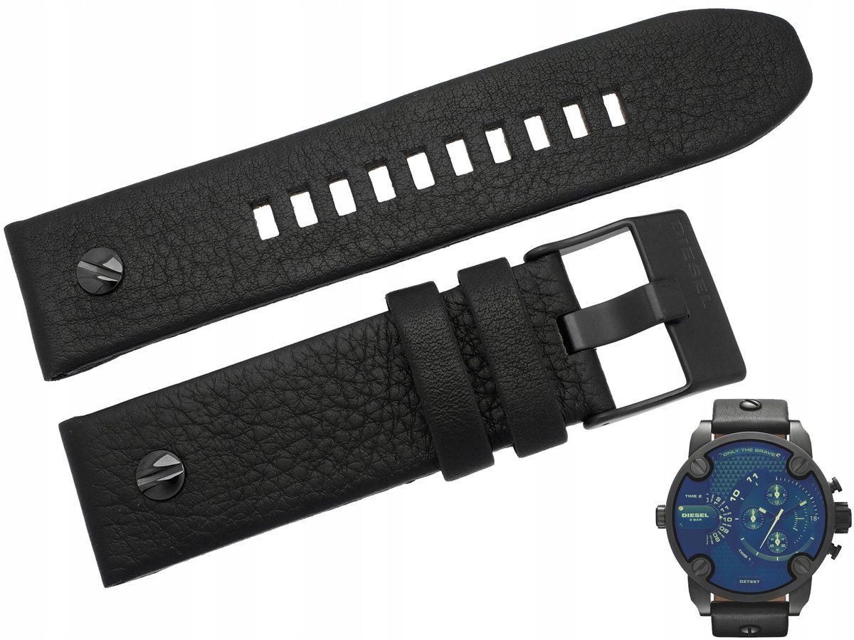 Pasek do zegarka Diesel DZ7257 czarny skórzany 24 mm oryginał