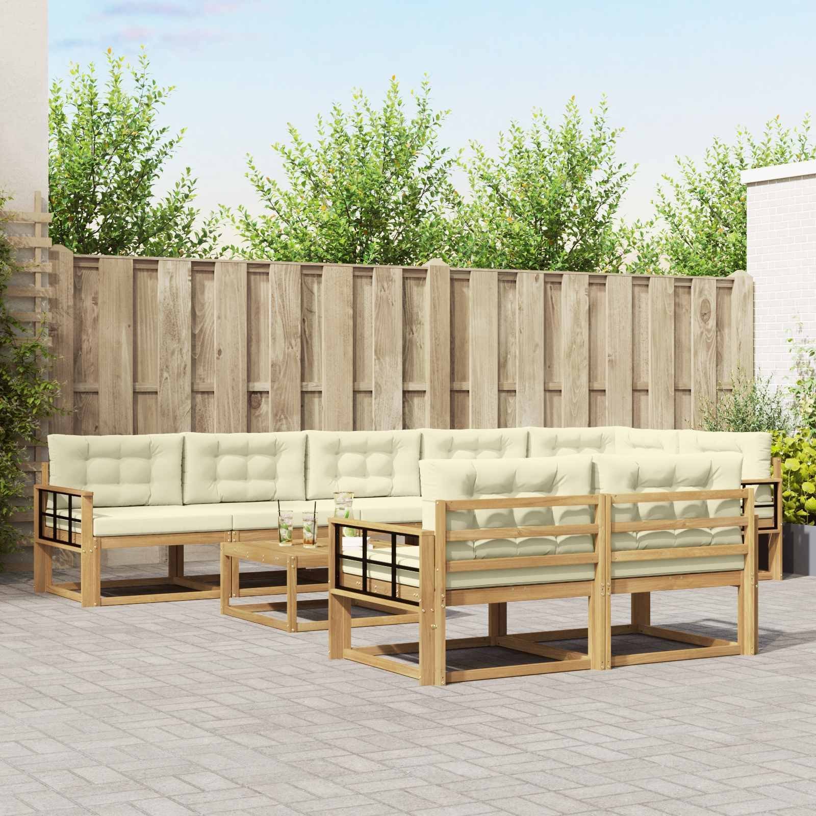 vidaXL Zestaw sof na zewnątrz 9 pcs Biały i kremowy 79 x 79 x 37 cm