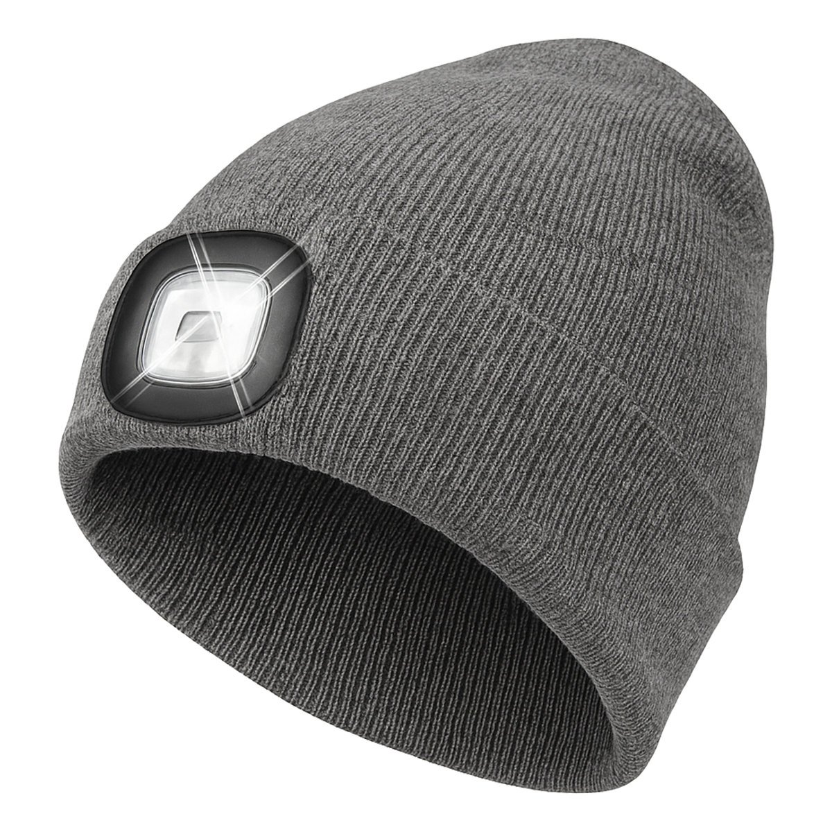 Czapka zimowa robocza z lampką latarką led ładowana USB 3 tryby świecenia