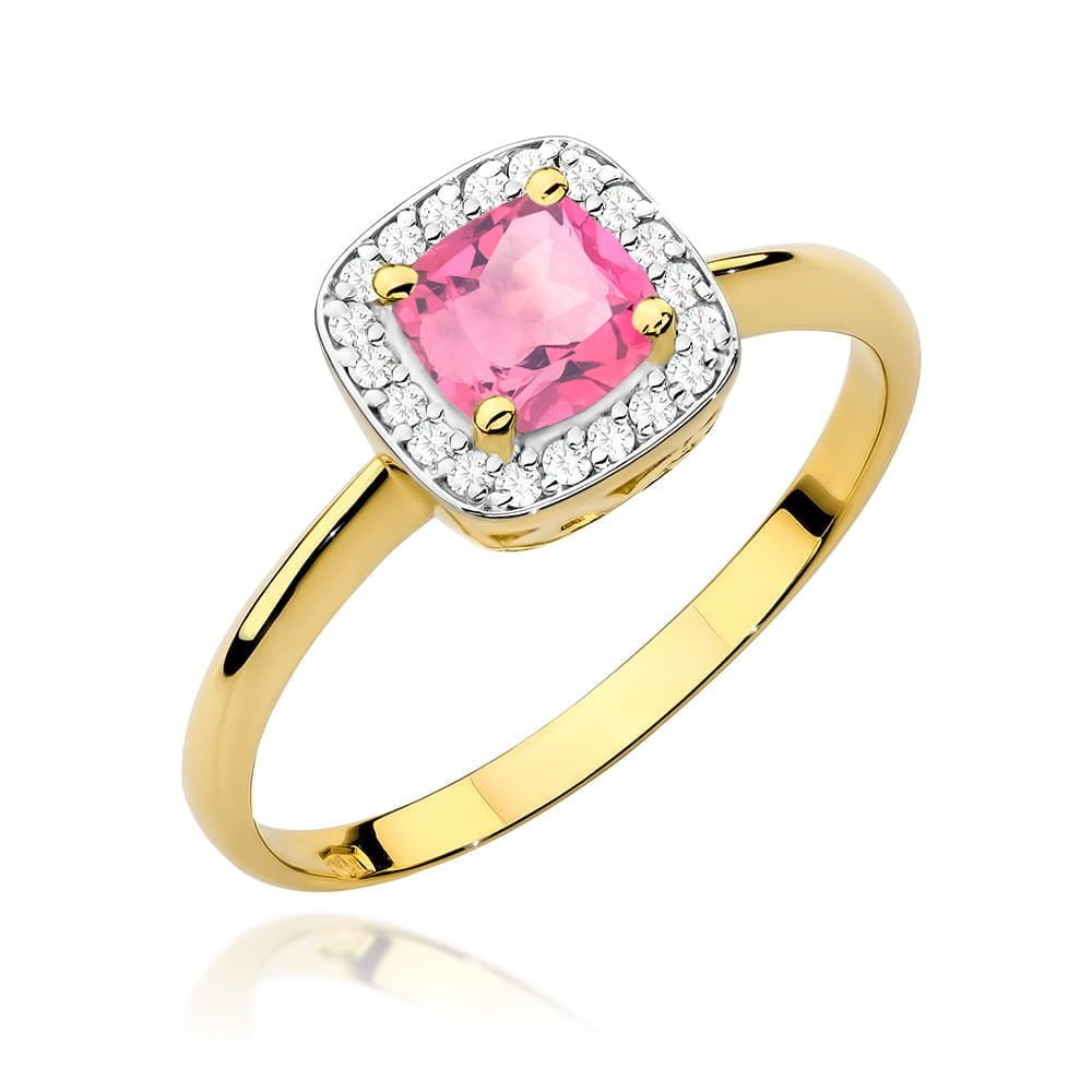 Złoty pierścionek Różowy Topaz 0,65ct żółte złoto pr. 585