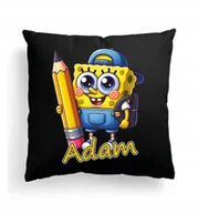 Poduszki dekoracyjne - CZARNA Poduszka Z IMIENIEM Na Wielkanoc SPONGEBOB ŻÓŁTA GĄBKA BAJKA FILM - miniaturka - grafika 1