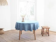 Obrusy i serwetki - Obrus okrągły heavy linen DUSTY BLUE - miniaturka - grafika 1