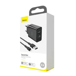 Baseus szybka ładowarka sieciowa 2x USB 10,5 W 2,1 A + kabel USB - Lightning 2,4 A 1 m czarny (TZCCFS-R01) - Ładowarki do telefonów - miniaturka - grafika 12