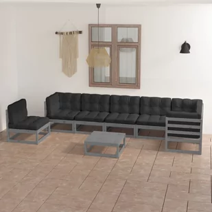 vidaXL 8-cz. zestaw wypoczynkowy do ogrodu, z poduszkami, lita sosna - Meble ogrodowe - miniaturka - grafika 1