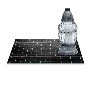 SZKLANA PODSTAWKA POD ZNICZE Z DEDYKACJĄ 30x20cm Mur 30a - Lampiony i znicze - miniaturka - grafika 1