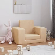 Sofy i kanapy - Lumarko Sofa dziecięca, kremowa, miękki plusz - miniaturka - grafika 1