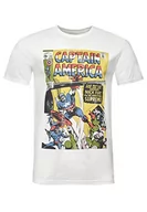 Moda i Uroda OUTLET - Recovered Marvel Captain America Battles Cover Art Ecru Slub T-shirt, wielobarwny, L - miniaturka - grafika 1