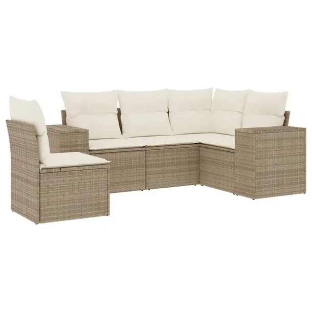Zestaw mebli ogrodowych modułowych beżowy rattan PE 62 x 62 x 69 cm