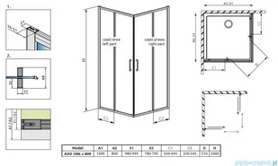 Radaway Premium Pro Black Kdd  kabina 100x80cm szkło przejrzyste 1017100-54-01L/1017080-54-01R - Kabiny prysznicowe - miniaturka - grafika 2