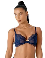 Biustonosze - Gossard Superboost Koronkowy nieusztywniany biustonosz plunge Midnight Niebieski/Złoty 36F, Niebieski (Midnight Blue) / złoty, 80F - miniaturka - grafika 1