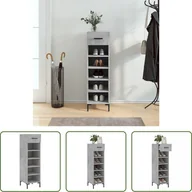 Szafki na buty - The Living Store Szafka na buty betonowa szara 30x35x105 cm materiał drewnopochodny - miniaturka - grafika 1