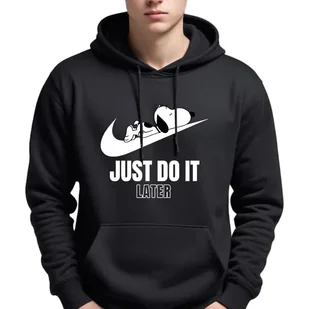Bluza Męska Czarna Z Kapturem Just Do It Later Snoopy Sportowe Wzory - Xxl - Bluzy męskie - miniaturka - grafika 1