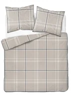 Pościel - Pościel perkal z bizą 160x200 5240b beżowa kratka - miniaturka - grafika 1