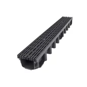 Rynny i akcesoria - Kanał z kratą PP line czarny System 1000 x 98 A15 100 x 13,1 x 9,8 cm MAXPOL - miniaturka - grafika 1